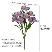 Simulated 9 Heads Tulip, Simulated Flower, Living Room Dining Table Decoration, Wedding Floral, Silk Fabric, Fake Bouquet