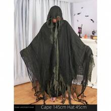 Halloween Ragged Hooded Cape, Red Death Cloak Cosplay Costume Weapon Party Decoration For Men, Women, Kids, Grim Reaper Mantle