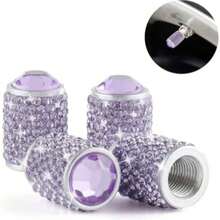 4个/套闪亮轮胎气门嘴帽，手工水晶轮胎气门嘴帽，通用汽车轮胎气门嘴帽，镶嵌水钻，适用于轿车、SUV、摩托车、自行车、卡车 - 粉色 - 查看 14