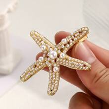 2pcs Ocean Theme Hair Accessories For Women - Starfish Hair Clips, Pearl Starfish Hair Clamp, Side Clamps Duck Clips, Beach Vacation Style Decorative Hairpieces, Claw Clips, Hair Claws, Hair Slide, Hair Barrettes, Alligator Hair Clip, School Stuff, Pearl Hair Accessories