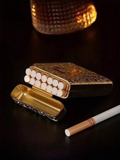 1pc Vintage Cigarette Box, Suitable For Daily Use, Creative Portable Cigarette Case For Men, Vape, Smoking Accessories, Cigarette Storage, Cigarette Holder Case, Gifts