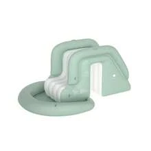 1pc Large Inflatable Swimming Pool With Slide And Detachable Sunshade - Durable PVC Material, Easy To Install, Rectangular Shape, Multi-Component, Ideal For Backyard Summer Entertainment And Swimming Parties, Poolside Lounge Chairs, Easy-To-Assemble Inflatable Swimming Pool Toy - Blue Fish - View 2