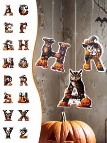 1 件万圣节装饰猫头鹰和南瓜形字母人物挂饰，现代字母装饰，适合家庭、派对、婚礼、节日装饰