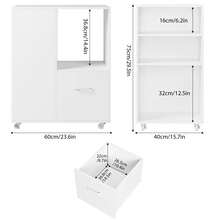 Archivador móvil con ruedas, 2 estantes y 1 cajón, armario de oficina para archivos y documentos en formato DIN A4, formato carta, blanco, 60 x 40 x 75 cm - Blanco - Ver 8