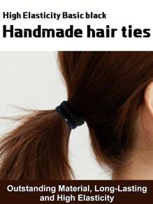 1Pc/3Pcs/5Pcs/10Pcs/20Pcs Fashionable Simple Style Black Hair Ties, Hair Accessories For Men And Women, Soft Braided Elastic Ponytail Holders, Hairband Scrunchies, Rubber Band, Bun & Ponytail Clips, Durable And Anti-Slip