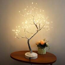 Fairy Light Tree 108 Led Twinkle Tree Fairy Light Spirit Tree Lamp Battery/USB Operated 6 Hours Timer Function With Lighting Mode Silver Adjustable Branches Home Decoration(Warm)Halloween Christmas New Year - 1 - 查看 2