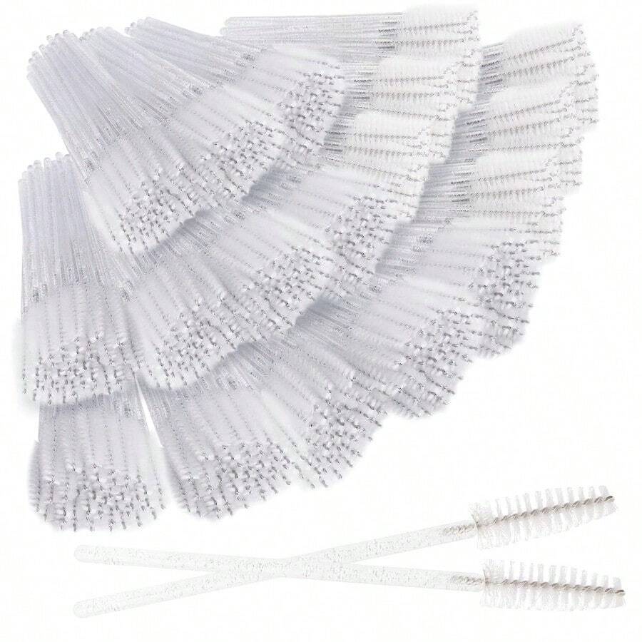500PCS Disposable Eyelash Brushes Upgraded Mascara Wands Makeup Applicators Kit For Eyelash Extensions Makeup And Eyebrow Grooming White - 白水晶 - 查看 1