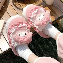 Sanrio Leopard Print Cat Slippers~High Looking And Sexy Slippers, Vintage Hooded Fur Slippers, Women's Indoor Warm Slippers, Back To School Supplies