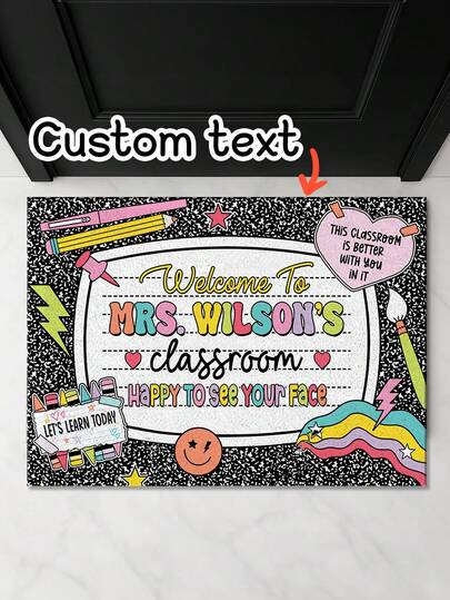 1 pieza Felpudo personalizado para el aula del maestro con diseño de cuaderno de composición, regalo para maestros, regreso a clases, regalo de aprecio al maestro