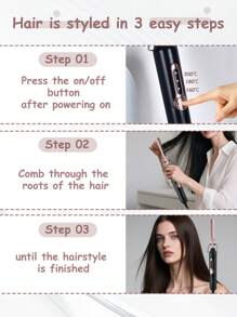 CRASTS CRASTS Electric Hair Straightener Brush, Copper Ionic Hair Comb, Dry & Wet Use, Household Hair Styling Tool