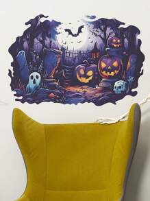 1 件万圣节墙贴，节日装饰，南瓜和蝙蝠图案，家居装饰贴纸万圣节装饰秋季装饰房间装饰墙壁装饰贴纸墙贴万圣节装饰万圣节装饰