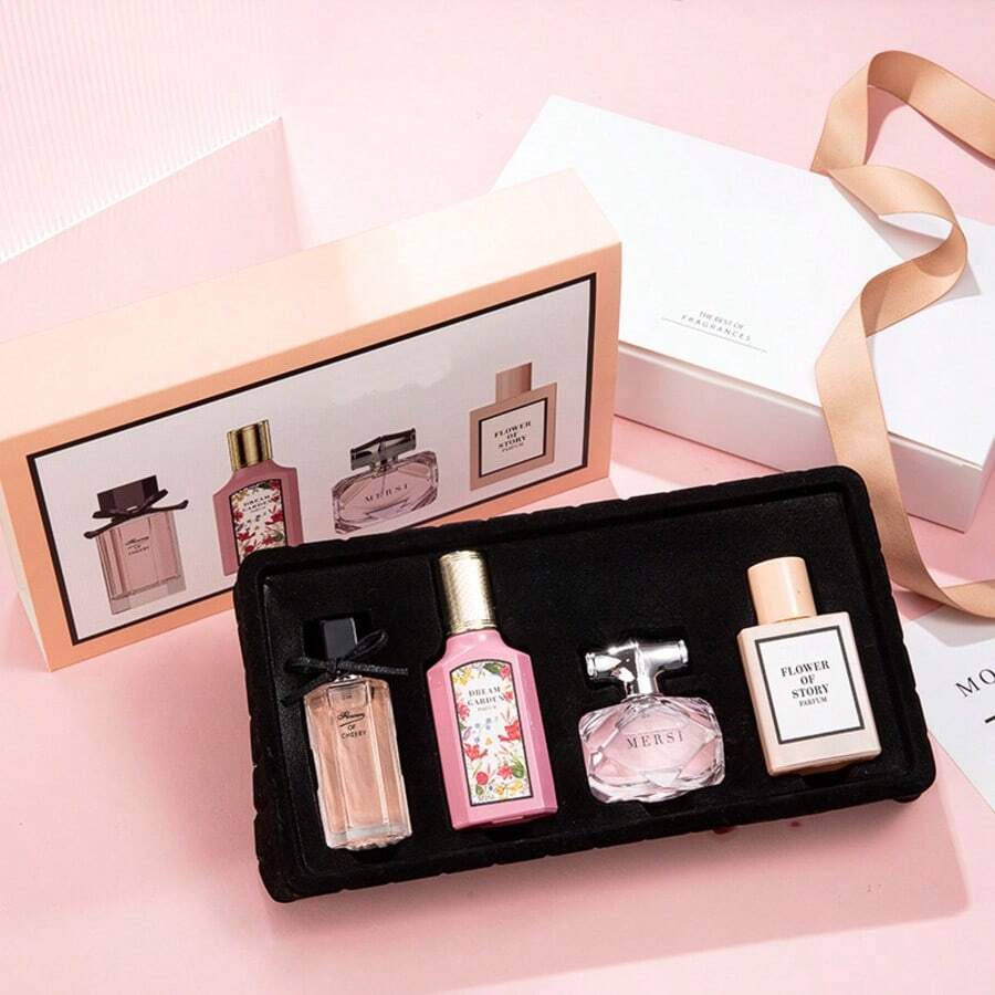 3/4Piece Perfume Long-Lasting Fragrance Box Is Convenient For Women/Men To Carry, High-Quality Perfume With Better And Longer-Lasting Fragrance, Reverse Encounter Heart Language Women's/Men Perfume Set, Perfume Gift Box - Women Flower 4pcs - 查看 1