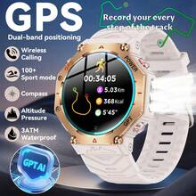 1pc Real GPS Smart Watch For Men, Dual-Band GPS Positioning, LED Flashlight, 3ATM Waterproof, 530mAh Battery, Wireless Call/Dial, Info Push, ChatGPT, Fitness Tracker, Heart Rate/Sleep Monitoring, Compass, Altitude, Barometer, 100+Sport Modes Smartwatch T-REX 3, Compatible With Android IOS
