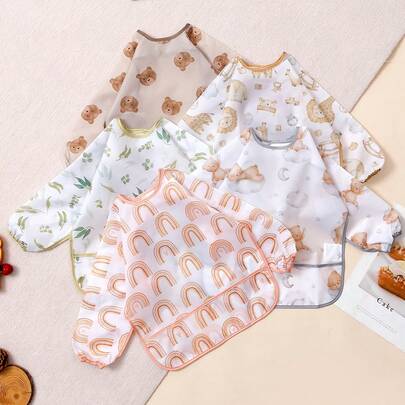 1件防水婴儿围兜，婴幼儿喂食围裙，带大口袋，适合6-36个月宝宝