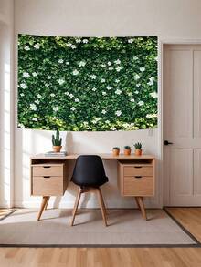 1 Stück - Riesige Frühlings Blumen Wanddekoration - grüne Blätter weiße Blumen Thema Hintergrund ohne Strom benötigt, beständiger Polyester für Innen und Außen, Dekoration für Veranstaltungen, Hochzeiten, Partys, Foto Hintergrund, Wandkunst Zuhause, Bankettszene Aufstellung - Verschiedenfarbig - Übersicht 3