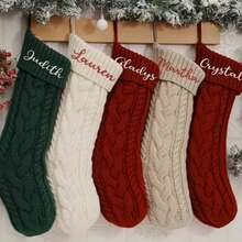 Custom Christmas Stockings With Embroidered Names, Knitted Letter Socks For Family Holiday Decor, Gifts For Ages 15 And Up - Multicolor - View 4