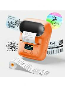 M110 Label Makers - Portable Bluetooth Thermal Label Maker Printer For Barcode, Clothing, Jewelry, Retail, Mailing, Wireless Sticker Label Printer Compatible With Android & IOS System, With 1pack 40*30mm Label - Orange - View 1