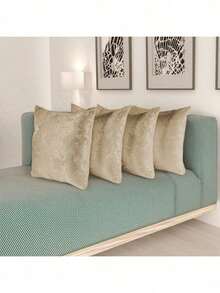 Kit Of 4 Decorative Cushion Covers With Jacquard Zipper - Beige - View 1