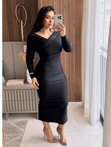 Pradaa Mesh Midi Dress By Leticia Modeler - Black - View 5