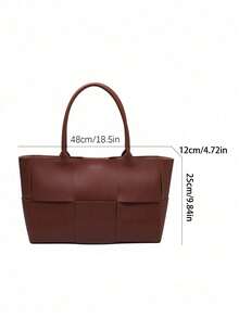 1件装时尚商务休闲手提包，大号纯色编织PU皮革，带钱包套装，双提手托特包，磁扣单肩包，适合女性、大学生、商务人士、通勤族、购物者、旅行者，教师节礼物，工作包，日常优雅及特殊场合的理想之选。