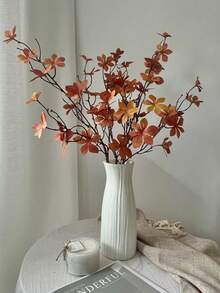 MEHELANY 1 件 2.4 英尺人造橙色秋叶，人造桉树枝带茎，秋季树叶，适用于家居、婚礼中心装饰、感恩节、丰收节、秋季装饰、派对用品、客厅、卧室、花园、万圣节、生日、礼物