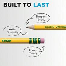 KYPOKKTiconderoga WoodCased Pencils Unsharpened 2 HB Soft Yellow 12 Count