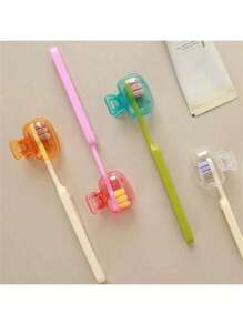 1个/2个/5个家用牙刷架，便携式旅行牙刷防尘盖收纳盒，便携式牙刷头保护夹，牙刷收纳夹，旅行必备牙刷保护盒，便携式牙刷盒，家居浴室装饰，暑假返校季（款式随机）