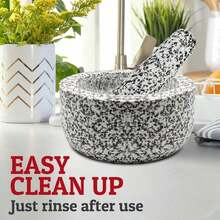 Priority Chef Heavy Duty Large Mortar And Pestle Set, Hand Carved From Natural Granite, Make Fresh Guacamole, Pesto, Stone Grinder Bowl, Herb Crusher, Spice Grinder, 6.3 Inches Wide, 2 Cup - Grey - 1.5 Cup - 查看 5
