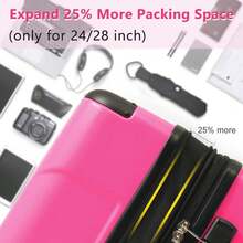 Bộ hành lý cứng MERAX Bộ 3 vali kéo có khóa TSA Vali du lịch nhẹ 20''24''28'' Vali Vali Vali bền chắc Hành lý du lịch xách tay - Màu Hoa hồng đỏ - Xem 7