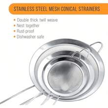 1pc/3pcs (23cm-28cm-35cm) Fine Mesh Strainer, Stainless Steel Colander, Multi-Purpose Kitchen Tool, Suitable For Sifting Flour, Tea Leaves, Cooking Oil, Coffee Powder, Juice, Ideal For Cooking And Baking, Great For Home Gatherings