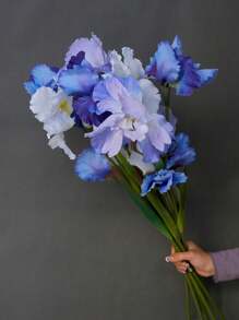 1 pieza Flor artificial de iris de 3 cabezas, decoración de arreglo floral de alta gama, decoración hecha a mano DIY