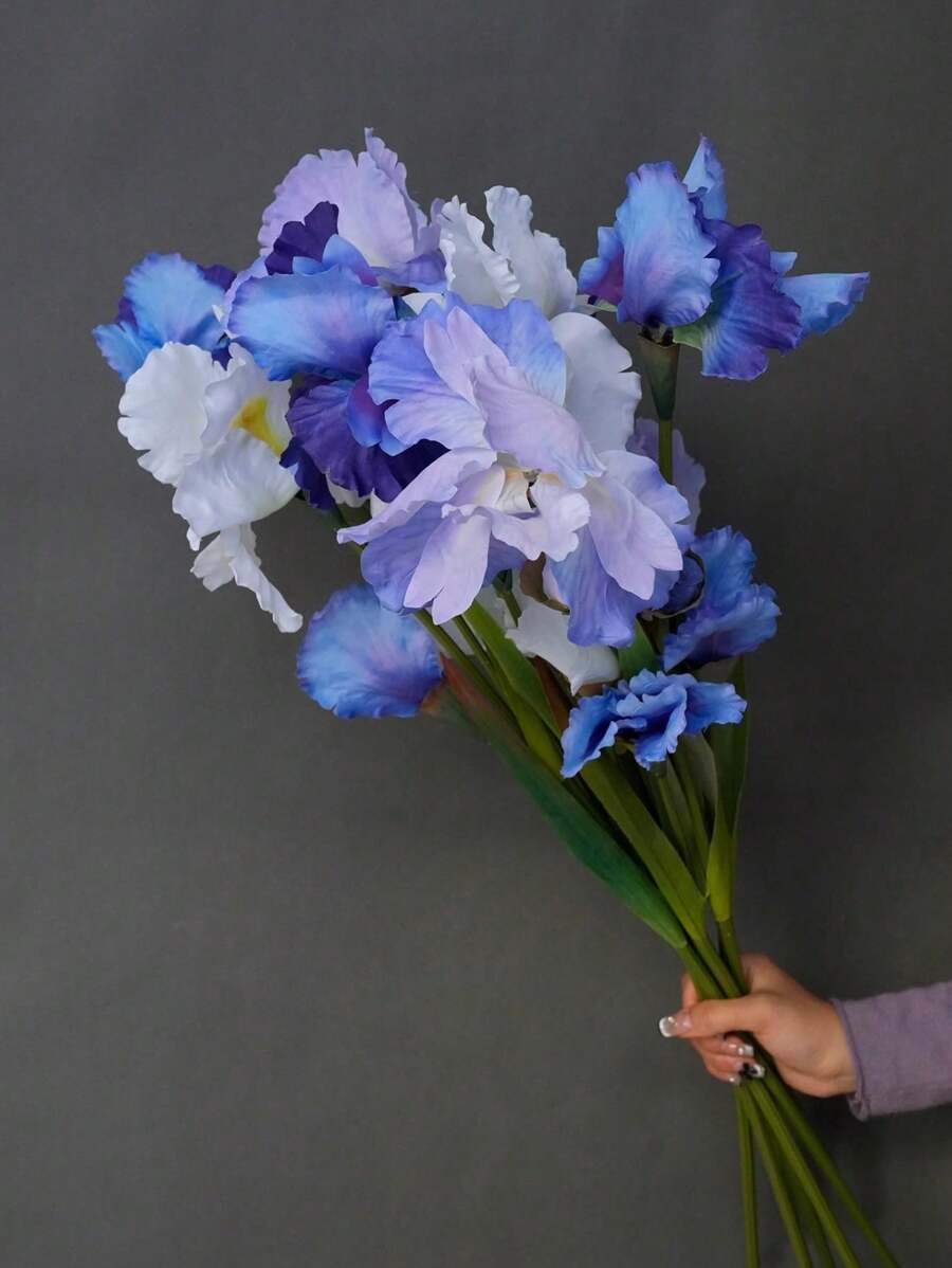 1 pieza Flor artificial de iris de 3 cabezas, decoración de arreglo floral de alta gama, decoración hecha a mano DIY