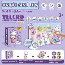 1 طقم 100 قطعة/102 قطعة ألعاب ملصقات مكافأة للأطفال DIY، ملصقات بأشكال البط/الأرنب/الديناصور/وحيد القرن (100 ملصق عشوائي + كتيب قصصي مضمن)، ملصقات حيوانات كرتونية جميلة لتحسين المهارات الحسابية، تشجيع الأطفال، إغاثة الإجهاد الإبداعي ملصقات مكافأة رياض الأطفال، لعبة ختم سحري، هدية عيد الميلاد/ (بعض الملحقات ملونة عشوائيًا)