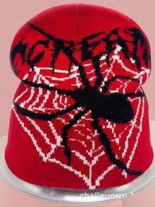 1 件 Y2K 针织提花蜘蛛图案无檐帽，冬季温暖街头嘻哈帽，采用丙烯酸秋季服装制成 - 彩色 - 查看 7