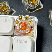 4pcs Cute Handcrafted, Translucent Pink Cat Paw Keycaps, Suitable For Custom Mechanical Keyboards - ABS Resin, Business Style, OEM Height