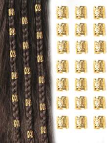 40pcs Gold Color Dreadlock Bead Cuffs, Stylish Personalized Hair Accessories For Women, Suitable For Festival, Beach, Summer, Daily Wear, Claw Clips, Hair Claws, Clips For Hair, Hair Slide, Hair Barrettes