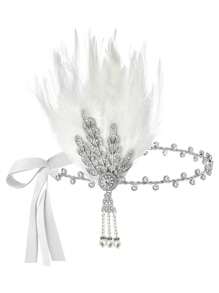 D EXCEED 1/4/6 件女士 1920 年代 Flapper Gatsby 配饰套装万圣节派对 Great Gatsby 女士复古时尚人造羽毛头带发饰新娘头饰表演舞台道具配饰