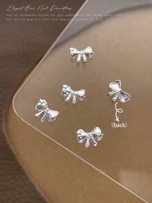 10/100/500pcs 3D Silver Bow Heart Nail Art Decorations, Korean Style Metal Bow, Star, Moon Nail Jewelry, Y2K Punk Nail Gems, DIY For Acrylic Nail Stickers, Phone Cases, Shoes, Clothes, Bags Nails Nail Supplies Nail Charms - Multicolor - View 9