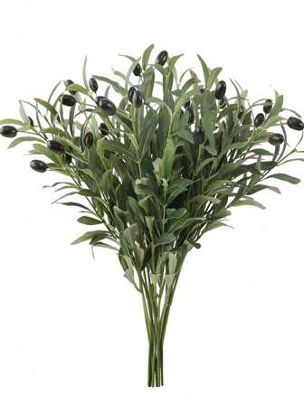 1pc/3pcs/5pcs 17.7" Faux Olive Leaf Branches, Artificial Olive Leaves, Fake Plants, Olive Leaf Decor, Green Leaf Spray, Suitable For Tall Vases, Home Living Room, Wedding Decoration, Dining Table Decor