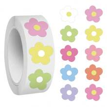 500PCS Cute Flowers Rewards Stickers Roll Vinyl Decorate Stickers Scrapbook, Journaling, Laptop, Bumper, Skateboard, Water Bottles, Computer, Phone, Cartoon Anime - Multicolor - View 1