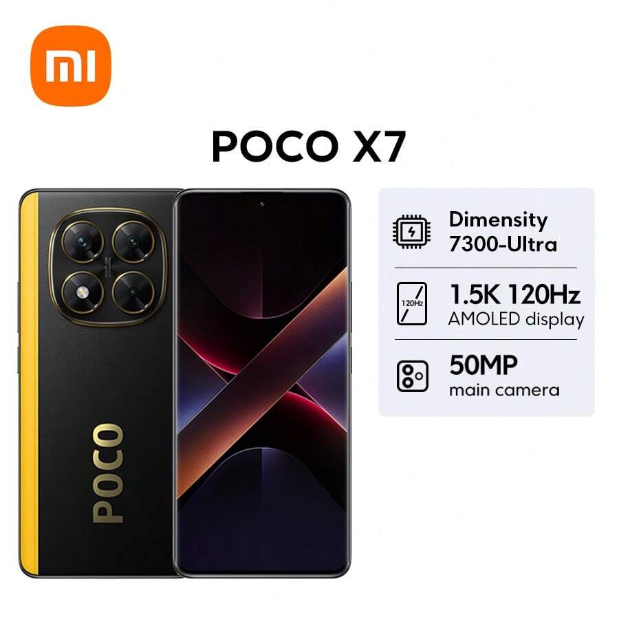 POCO X7 Global Version Smartphone NFC Dual SIM Xiaomi HyperOS Powerful Dimensity 7300-Ultra CrystalRes 1.5K 6.67-Inch 120Hz AMOLED Curved Display 50MP Main Camera With OIS IP68 Dust And Water Resistance 45W Turbo Charging 5110mAh (Typ) Large Battery 13780mm² Extra-Large Cooling Area 50MP Main Camera With OIS - Black - View 1