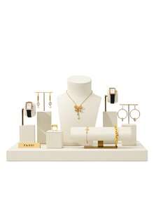 Oirlv 米色珠宝展示架店铺橱柜展示道具项链展示胸围手表戒指耳环手镯装饰架 - 米色 - 查看 9