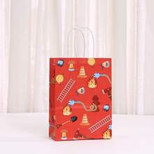 6/12/24pcs Cartoon Firefighter Theme Paper Gift Bags, Fire Truck Shaped, Suitable For Storing Candies, Cookies, Birthday Party Decoration - Multicolor - View 3