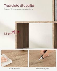 Libreria a 10 Cubi, Scaffale con Scomparti Aperti, Organizzatore per Decorazioni, Cernici per Foto, Piante, Soggiorno Camera da Letto Studio, 29 x 129,5 x 129,5 cm, Marrone Cammello - Castano - Visualizzare 5