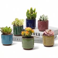 SRGTDH 2.5 Inch Small Ceramic Succulent Planter Pot With Drainage Hole Set Of 12, Ice Crack Glaze Plant Container For Cactus, Plant Lover Gifts For Women Mom Aunt Home Office Decor