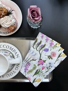 20 件/套，彩色花卉盛放餐巾，13 英寸 x 15.7 英寸，一次性印花餐巾，适用于婚礼、节日、茶会、家居装饰、餐厅酒店、派对用品，纸浆材料 - 彩色 - 查看 1
