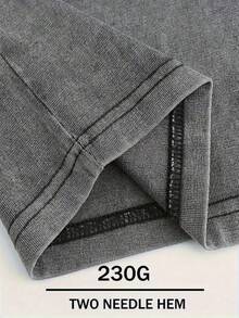 Men's Washed Retro Wax Printed Cotton T-Shirt 230g, 290g Washed Retro Shorts, Milan Italian Print Suitable For Summer Wear, Outdoor Sports, Casual Shorts T-Shirt Shorts Set - 深灰色 - 查看 7