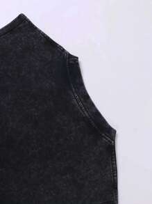 High-Quality Graphic Men's Sleeveless Vest T-Shirt - 230g Heavyweight Pure Cotton Washed Distressed Tank Top ("DINAMIKA" & Graffiti Tags Full Print, New Arrival, Fashion Casual All-Match, All Seasons Wear)