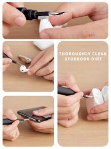 Earbuds Earphone Cleaning Kit, Multi-Functional Cleaning Tool With Soft Brush Flocked Sponge, 3 In 1 Electronic Cleaning Kit, Easy To Carry, Suitable For Wireless Headphones Bluetooth Headphones / Earbuds / Watches / Laptops / Cell Phones / Cameras Cleaning Pen - Multicolor - View 4