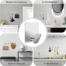 Selbstklebende Handtuchhaken/Badezimmerwandhaken - Schwarz/Silbrig, Schwerlast-Selbstklebehaken zum Aufhängen von Bademänteln, Mänteln, Kleidung für Schlafzimmer, Küche, Tür, Handtuch-/Mantelhaken, Wandhaken zum Aufkleben für Badezimmer oder Küche, Edelstahl